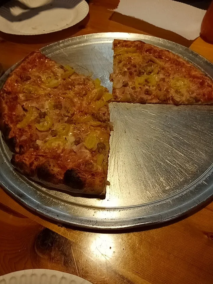Ham Sausage Onion and Banana Peppers Pizza